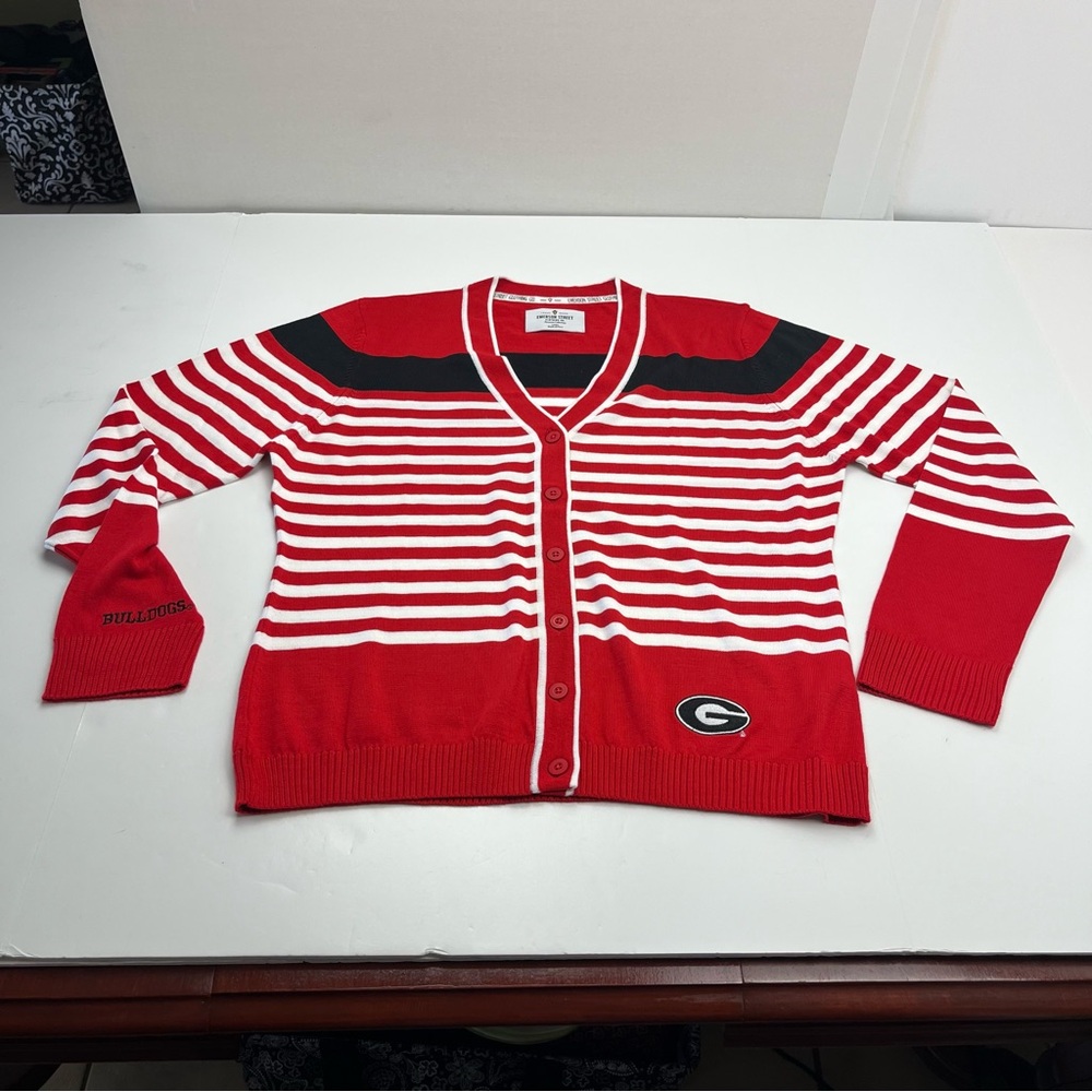 Emerson Street Georgia Bulldogs‎ Women's Large Cardigan Sweater Red Black White